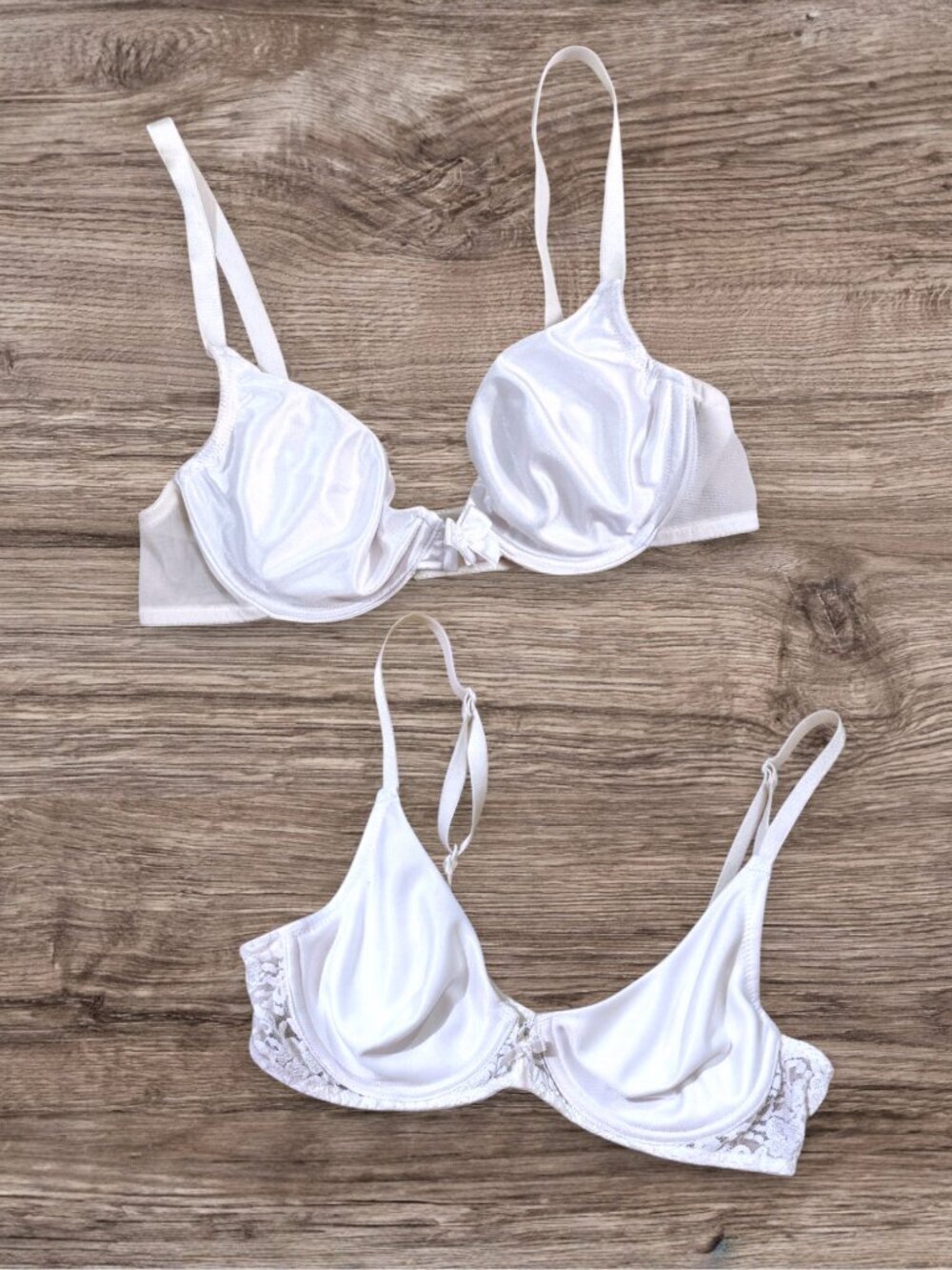 Victoria’s Secret Y2K Vintage Bra Lot 36A White Satin Lace Underwire 9336 0327